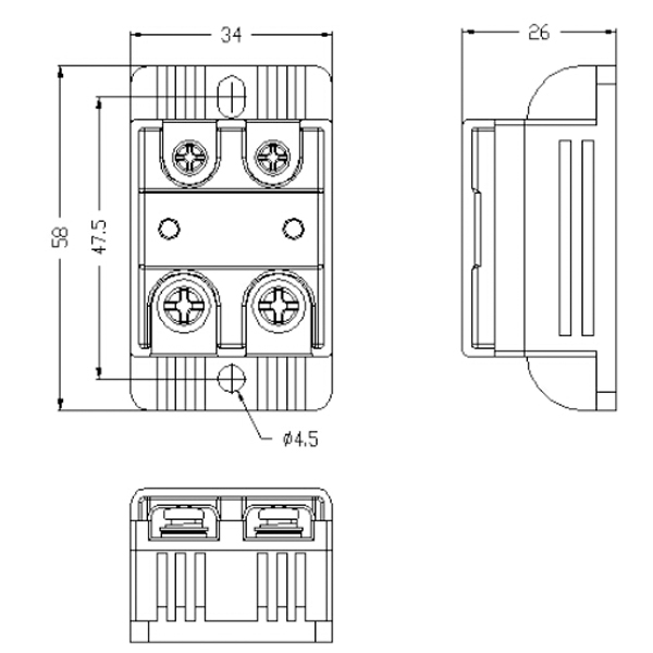 单相智能固态继电器尺寸图 单相智能固态继电器尺寸图
